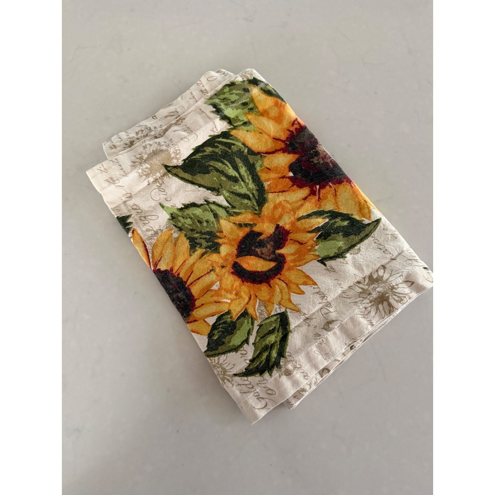 Sunflower Harvest Tapestry Table Runner Cream Floral Script Farmhouse 68x13